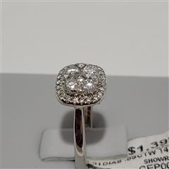 Lady's Diamond Engagement Ring 31 Diamonds .59 Carat T.W. 14K White Gold 3.2g